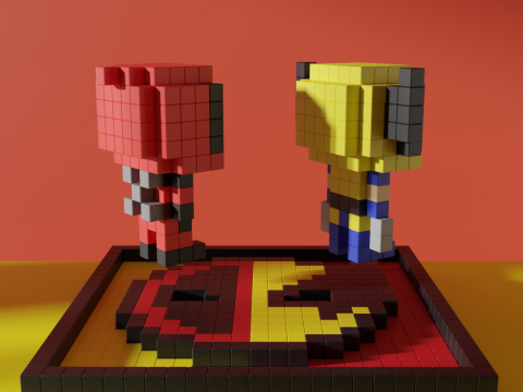 Wolverine Deadpool Superhero Voxel Stylized Cubic 3D 모델
