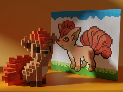 ロコン ボクセル ポケモン 様式化された立方体 3Dモデル