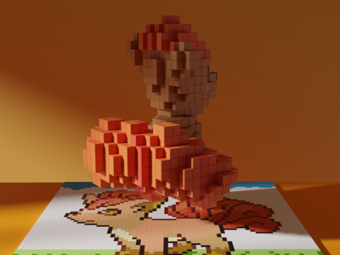 Vulpix Voxel Pokemon Stylized Cubic 3D Модель