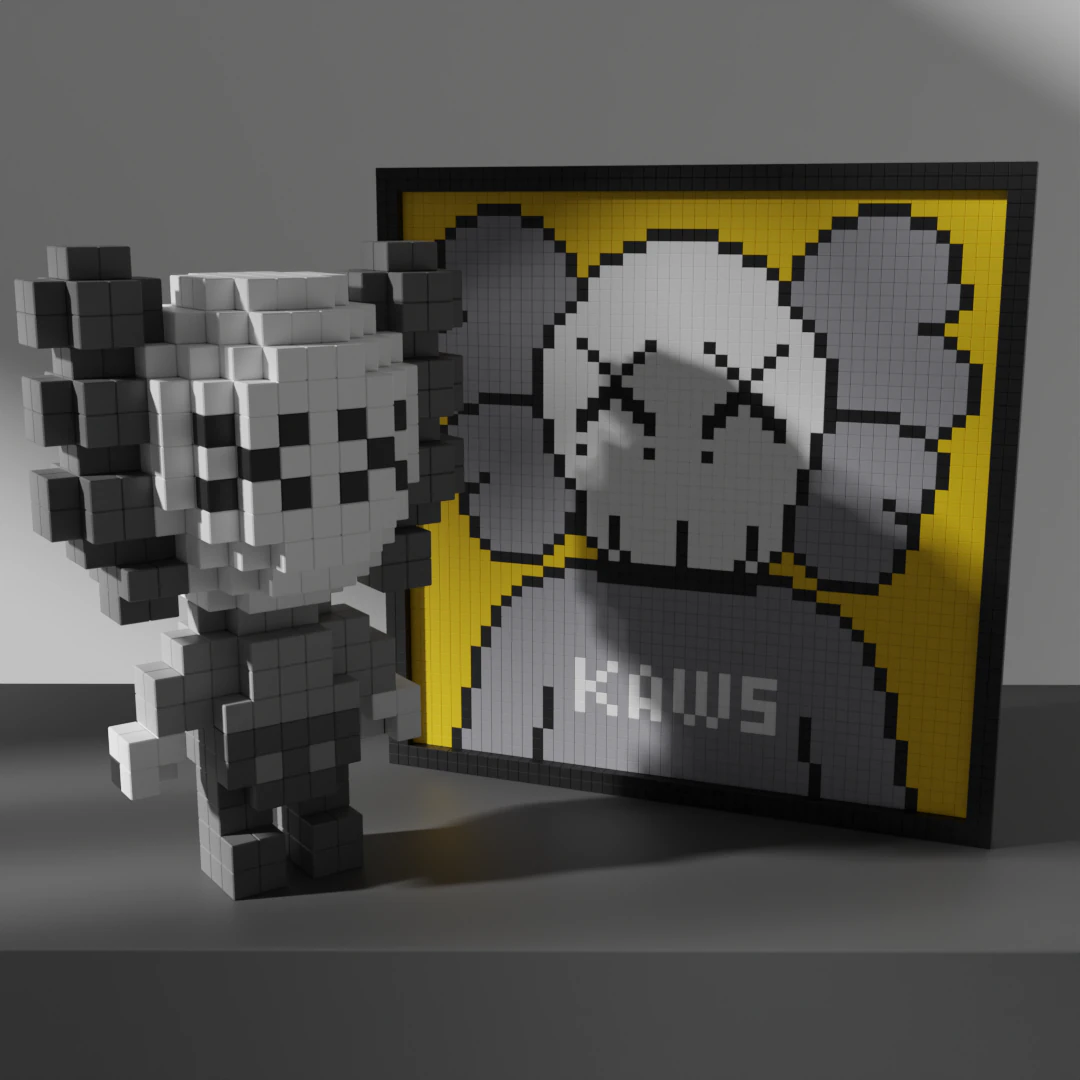 KAWS Voxel Stylized Cubic 3D Model .c4d .max .obj .3ds .fbx .stl .blend 