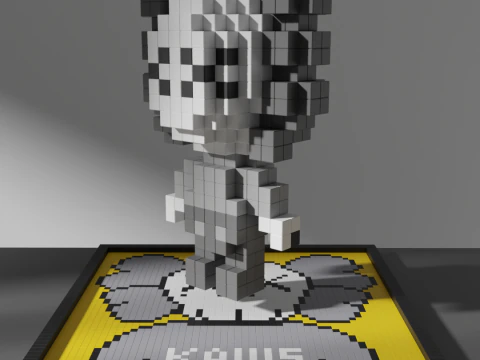 KAWS Voxel Stylized Cubic 3D Model