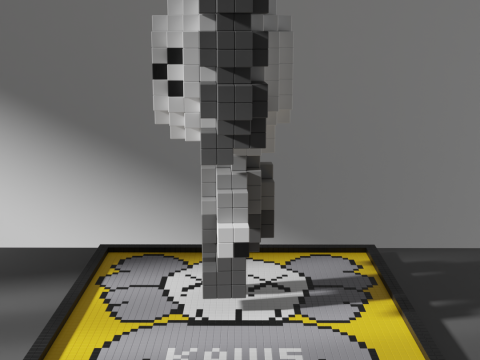 KAWS Voxel Stylized Cubic 3D Model