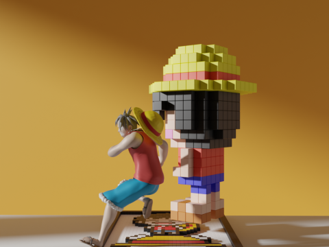 One Piece Luffy Voxel 3D Model