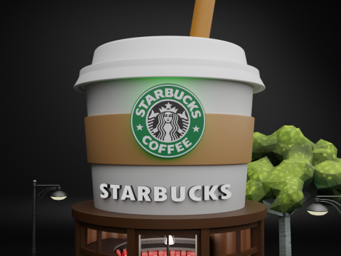 Starbucks Miniature Coffee Shop Diorama Scene Modelo 3D