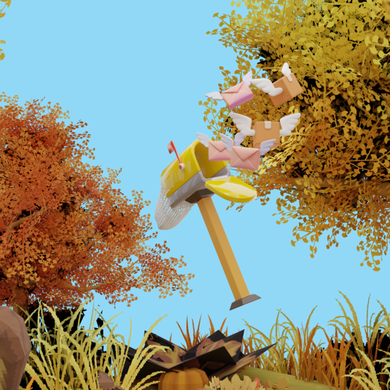 Butterfly Net with Flying Mailbox 3D Model .c4d .max .obj .3ds .fbx .stl .blend 