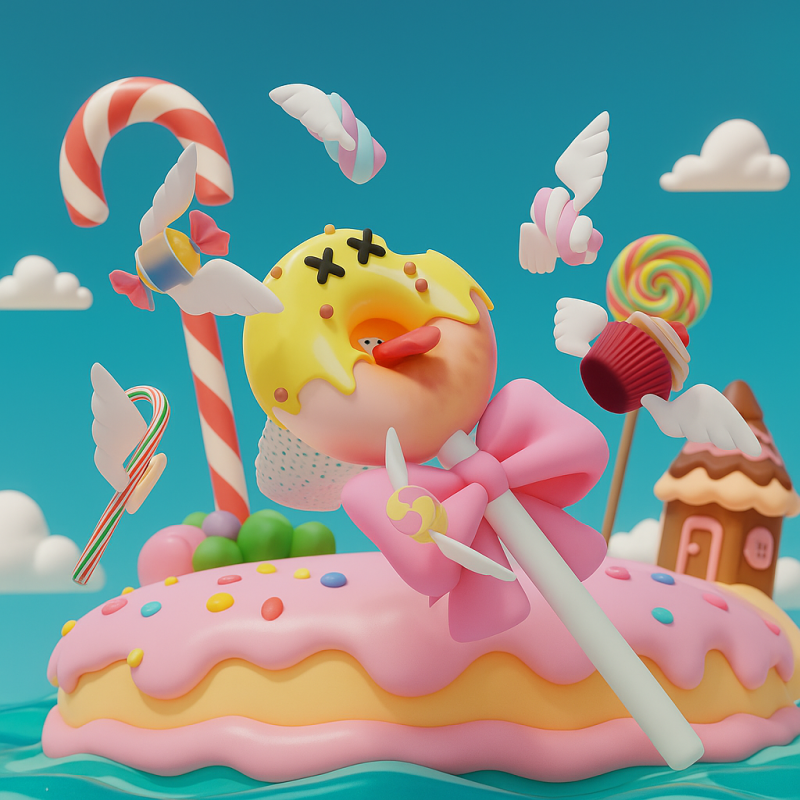 Butterfly net with Donut design Candy Catcher with Wings Model 3D .c4d .max .obj .3ds .fbx .stl .blend 