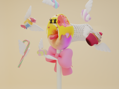 Butterfly net with Donut design Candy Catcher with Wings Model 3D