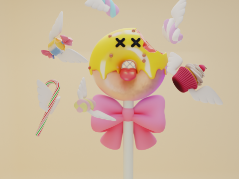 Butterfly net with Donut design Candy Catcher with Wings Model 3D
