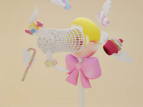 Butterfly net with Donut design Candy Catcher with Wings Model 3D