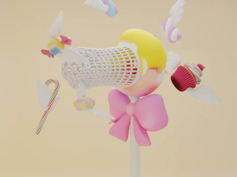 Vlindernet met Donut-design Snoepvanger met Vleugels 3D Model