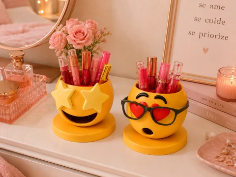 Emoji lipgloss organizer makeup holder 3D Model