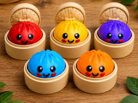 Dumpling Clicker Fidget Toy Cute Squishy Food Desk Toy 3D Model