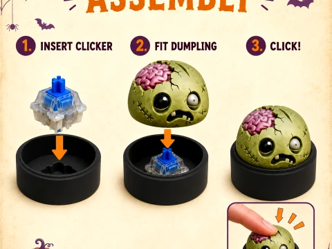 Zombie Dumpling Clicker Halloween Fidget Toy 3D Model