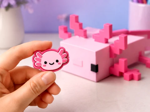 Cute Axolotl Fidget Kit Voxel Flexi Toy Clicker 3D Model