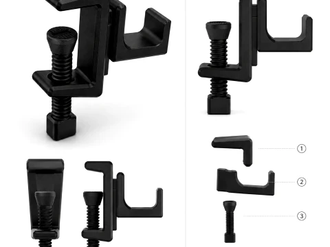 Adjustable Desk Bag Hook 3D Model