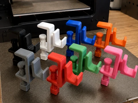 Adjustable Desk Bag Hook 3D Model