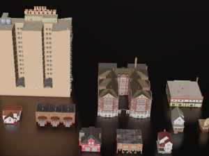 10 IN 1 BUILDINGS LOW POLY GAME READY 3D 모델