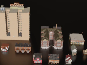 10 IN 1 BUILDINGS LOW POLY GAME READY 3D Model