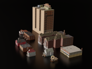 10 IN 1 BUILDINGS LOW POLY GAME READY 3D 모델