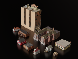 10 IN 1 BUILDINGS LOW POLY GAME READY 3D 모델