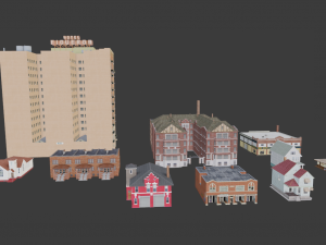 10 IN 1 BUILDINGS LOW POLY GAME READY 3D 모델