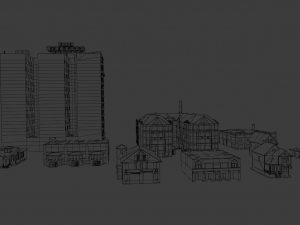 10 IN 1 BUILDINGS LOW POLY GAME READY 3D 모델