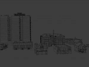 10 IN 1 BUILDINGS LOW POLY GAME READY 3D Model