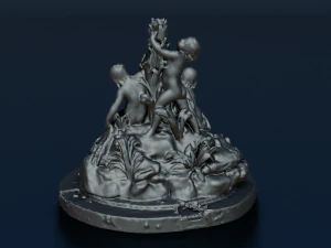 EST&Aacute;TUA DA FONTE DE BRNO MODELO 3D JOGO PRONTO Modelo 3D