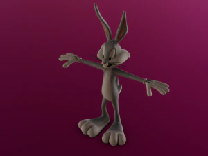 BUGS BUNNY CARTOON LOW POLY GAME READY 3D Model