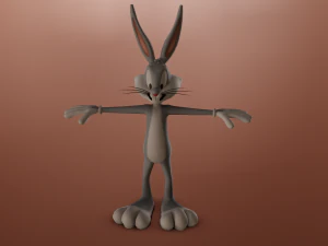 BUGS BUNNY CARTOON LOW POLY GAME READY 3D Model