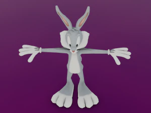 BUGS BUNNY CARTOON LOW POLY GAME READY 3D Model
