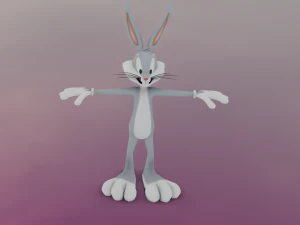 BUGS BUNNY CARTOON LOW POLY GAME READY 3D Model