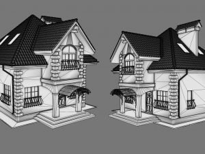 COTTAGE HOUSE WITH INTERIOR GAME READY 3Dモデル