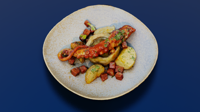 GRILLED OCTOPUS FOOD GAME READY Modello 3D .c4d .max .obj .3ds .fbx .stl .blend 