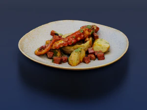 GRILLED OCTOPUS FOOD GAME READY 3D Model