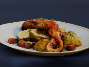 GRILLED OCTOPUS FOOD GAME READY 3D Model