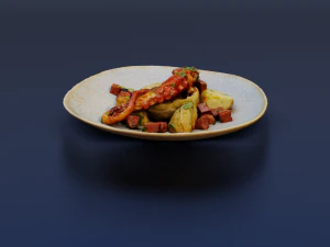 GRILLED OCTOPUS FOOD GAME READY 3D Model