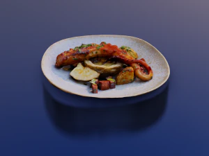GRILLED OCTOPUS FOOD GAME READY 3D Model