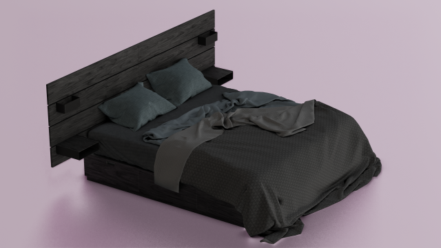 MESSY BED GAME READY LOW POLY 3D MODEL 3D Model .c4d .max .obj .3ds .fbx .stl .blend 