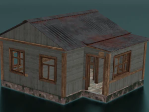 GAME RUMAH KAYU LOG READY MODEL 3D POLI RENDAH Model 3D