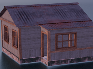 LOG WOODEN HOUSE GAME READY LOW POLY 3D MODEL Model 3D