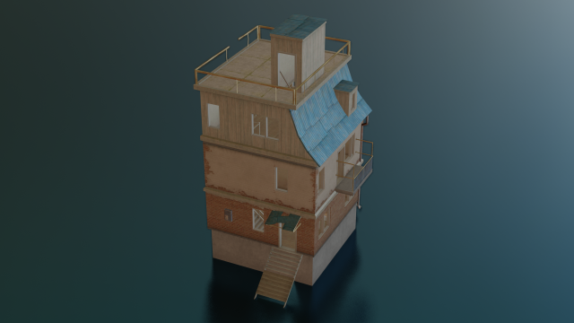 PUBG HOUSE WITH INTERIOR GAME READY LOW POLY 3D 모델 .c4d .max .obj .3ds .fbx .stl .blend 