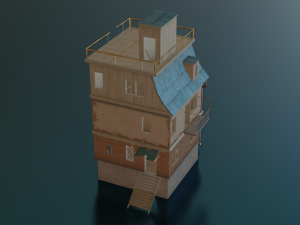 PUBG HOUSE WITH INTERIOR GAME READY LOW POLY 3D Model