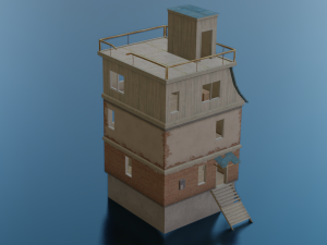 PUBG HOUSE WITH INTERIOR GAME READY LOW POLY 3D 모델