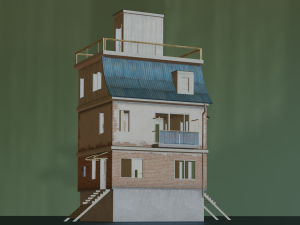 PUBG HOUSE WITH INTERIOR GAME READY LOW POLY 3D 모델