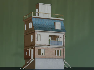 PUBG HOUSE WITH INTERIOR GAME READY LOW POLY 3D Model