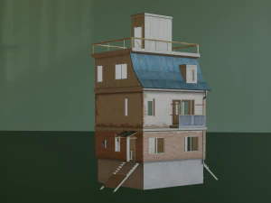PUBG HOUSE WITH INTERIOR GAME READY LOW POLY 3D Model