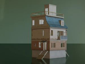 PUBG HOUSE WITH INTERIOR GAME READY LOW POLY 3D Model