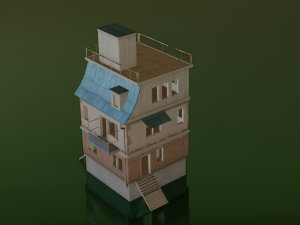 PUBG HOUSE WITH INTERIOR GAME READY LOW POLY 3D 모델