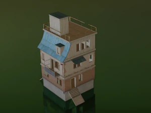 PUBG HOUSE WITH INTERIOR GAME READY LOW POLY 3D Model